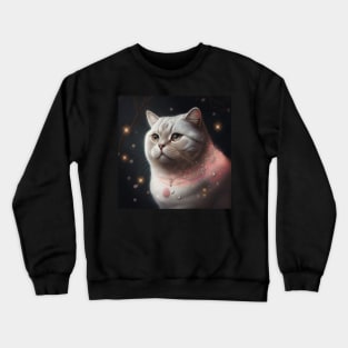 Trully Illuminating White British Shorthair Cat Crewneck Sweatshirt